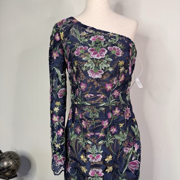 NWT Marchesa Notte Sheath Dress Alexis Floral Embroidered Size 6 Formal Romantic - Picture 2 of 16